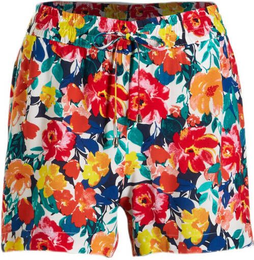 JDY gebloemde regular fit short STARR wit rood blauw geel