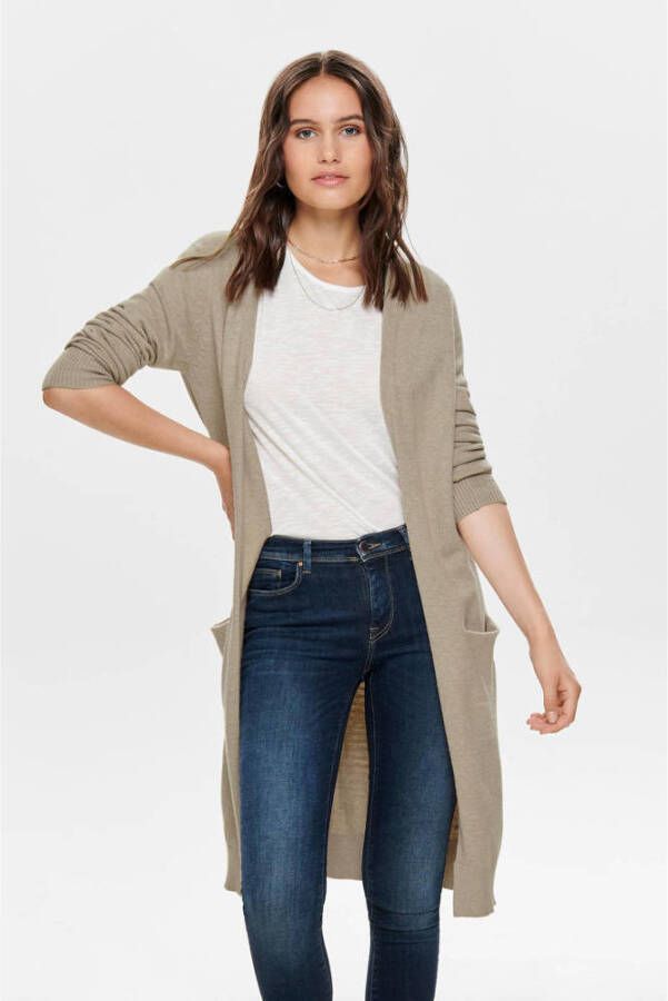 Jacqueline de Yong Lange Gebreide Jas voor Dames Beige Dames