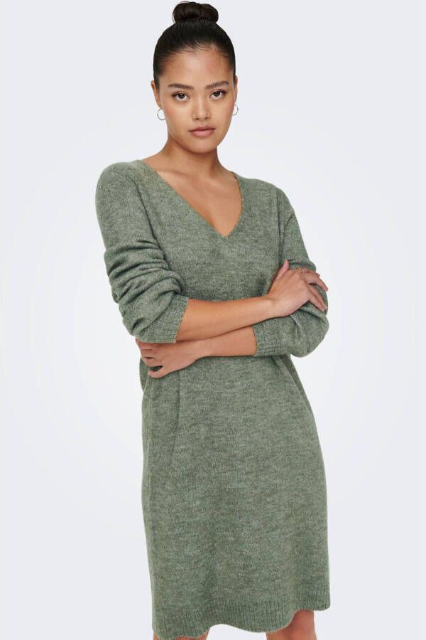 JDY Gebreide jurk ELANORA L S V-NECK DRESS KNT NOOS