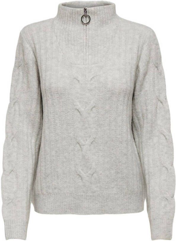 JDY Trui met staande kraag ANDREA L S ZIP CABLE PULLOVE KNT NOOS