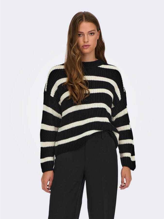 JDY Gebreide trui JUSTY L S STRIPE PULLOVER KNT NOOS