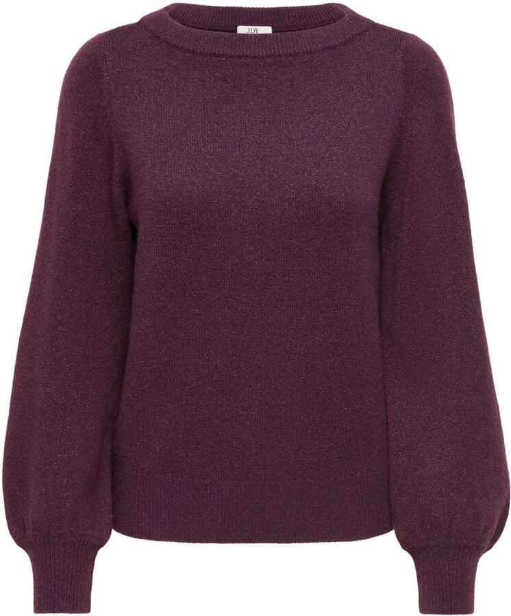 JDY aansluitende gebreide trui met glitters aubergine