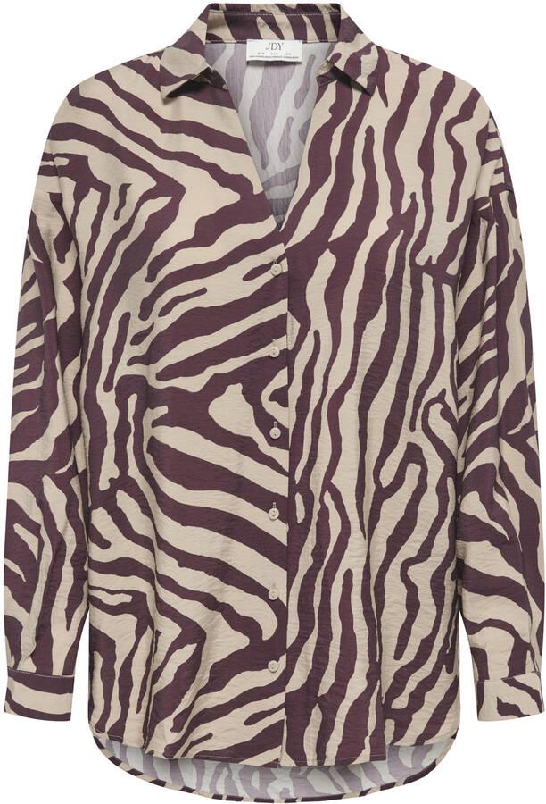 JDY blouse met zebraprint donkerrood