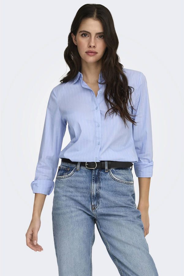 Jacqueline de Yong Lichtblauwe Pinstripe Damesoverhemd Blue Dames