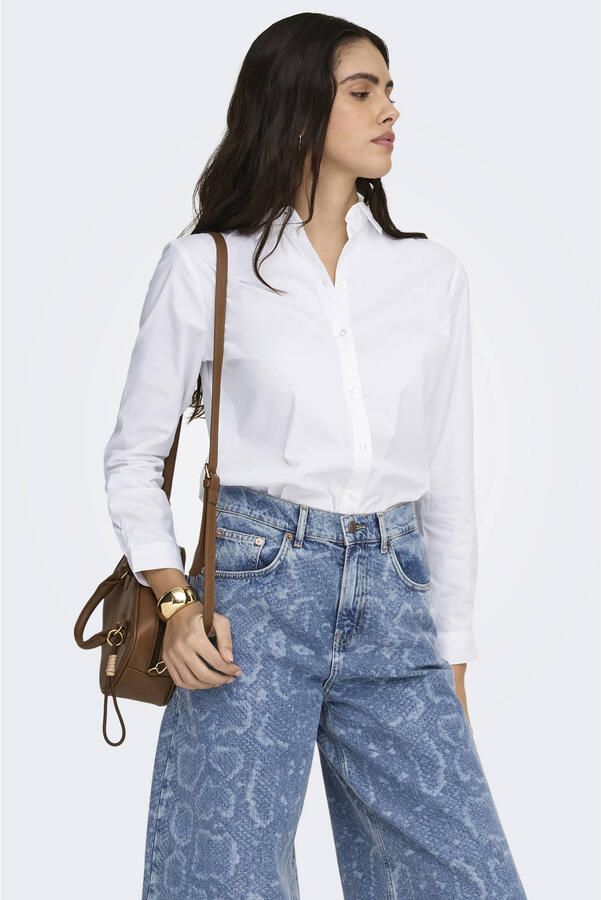 Jacqueline de Yong Klassieke Witte Blouse met Lange Mouwen White Dames