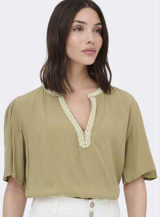 JDY blousetop met textuur lichtkaki
