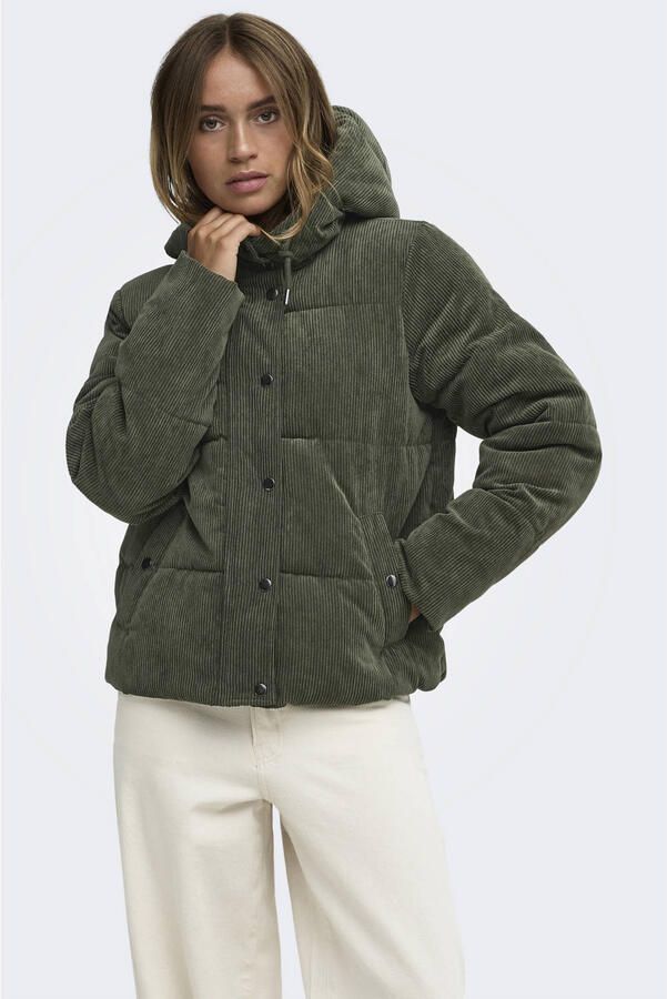 JDY corduroy winterjas groen