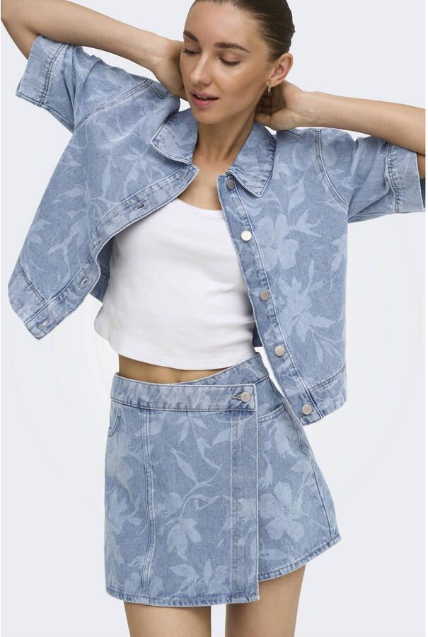 JDY denim rechtvallend gebloemde blouse lichtblauw - Foto 2