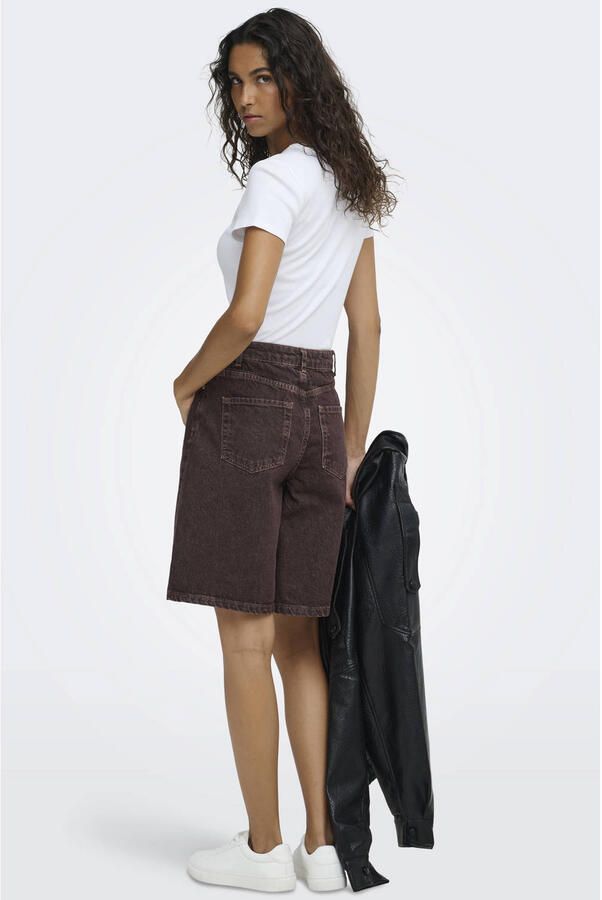 JDY denim straight bermuda donkerbruin - Foto 3