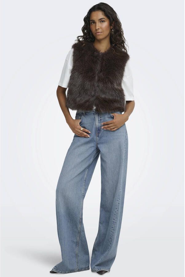 JDY faux fur bodywarmer bruin - Foto 3