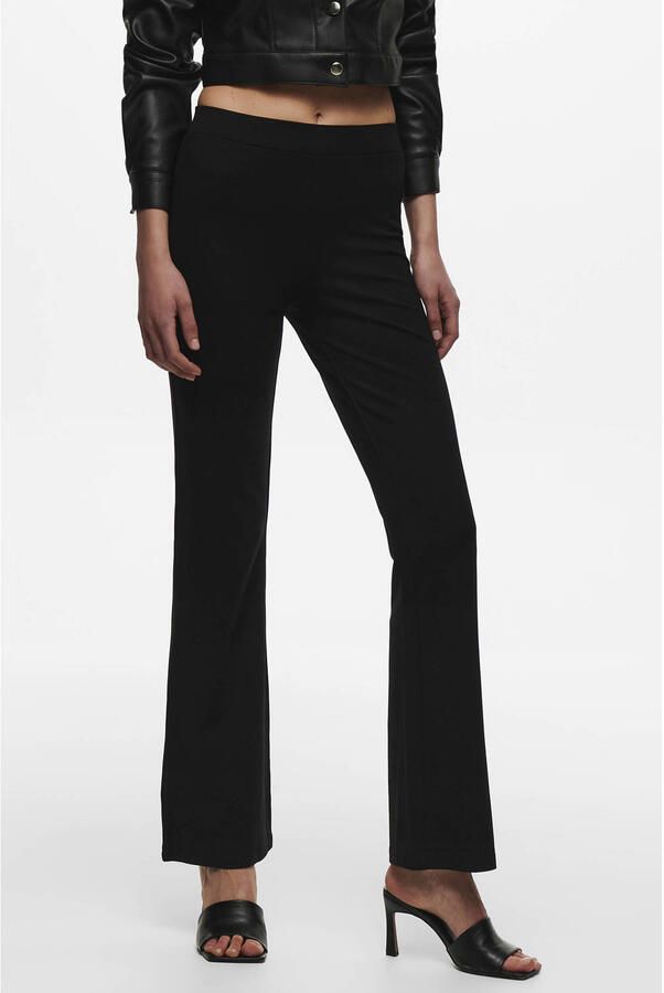 Jacqueline de Yong Zwarte broek met elastische taille Black Dames