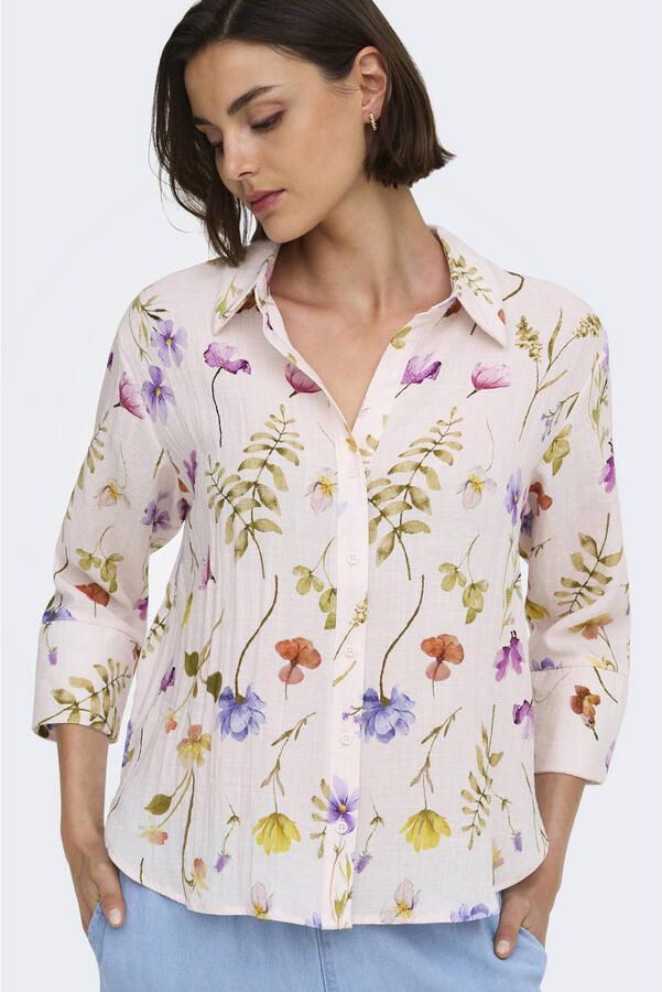 JDY gebloemde blouse ecru - Foto 3