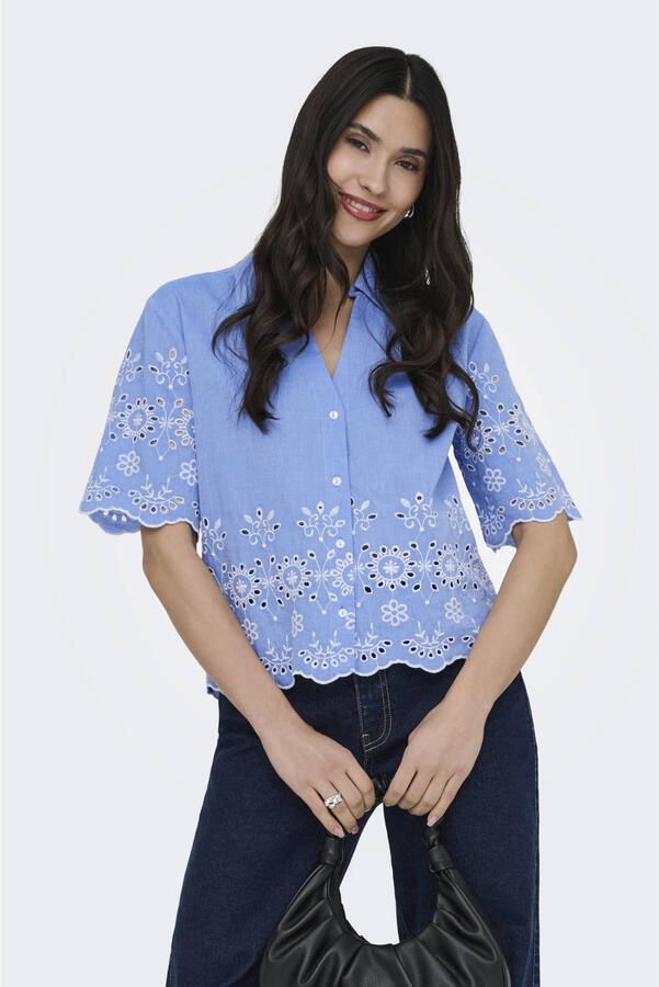 JDY gebloemde blouse lichtblauw