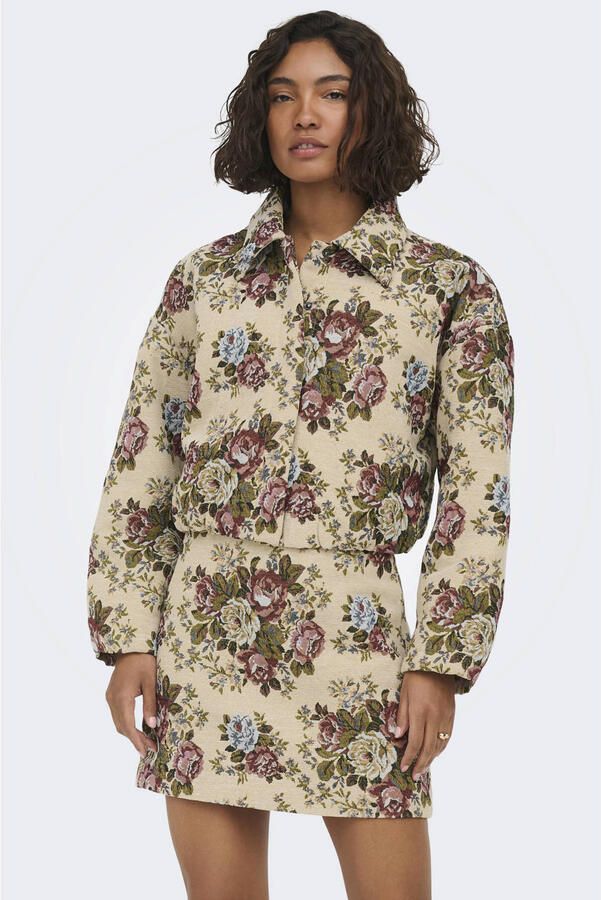JDY gebloemde jacquard outdoorjas ecru