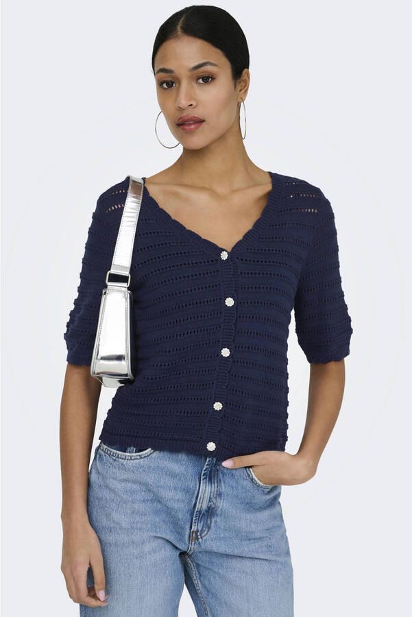 JDY gebreid vest donkerblauw ajour