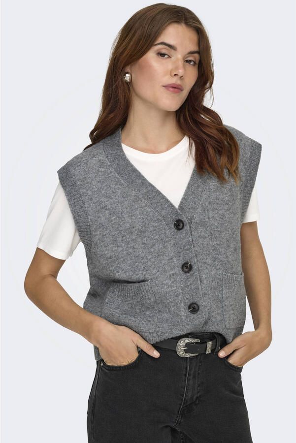JDY gebreid vest grijs
