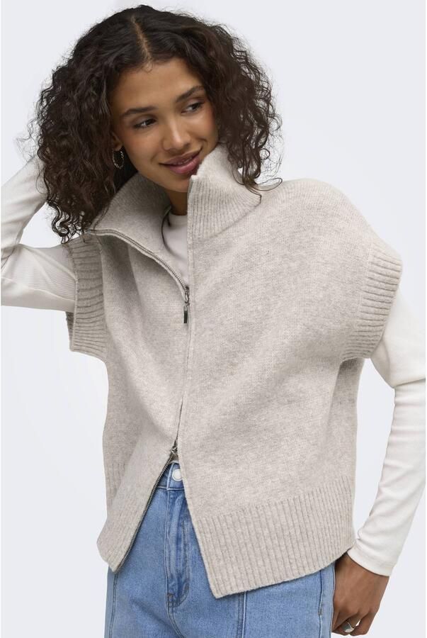 JDY gebreid vest met wol beige - Foto 2