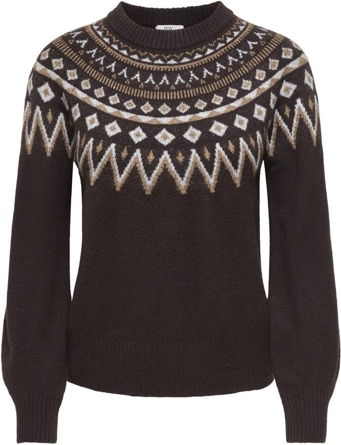 JDY gebreide jacquard trui met print bruin