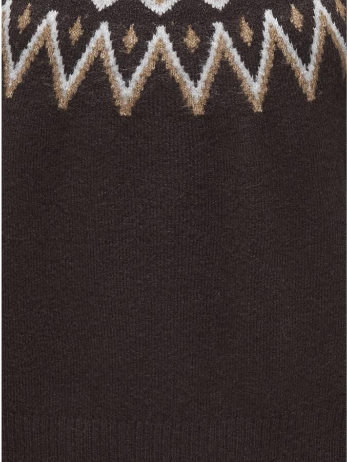 JDY gebreide jacquard trui met print bruin - Foto 2