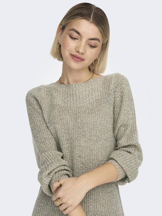 Jacqueline de Yong Beige Boothals Sweater Jurk Beige Dames - Foto 3
