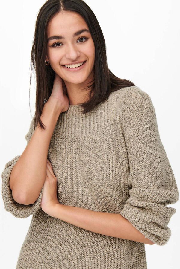 Jacqueline de Yong Beige Boothals Sweater Jurk Beige Dames - Foto 2