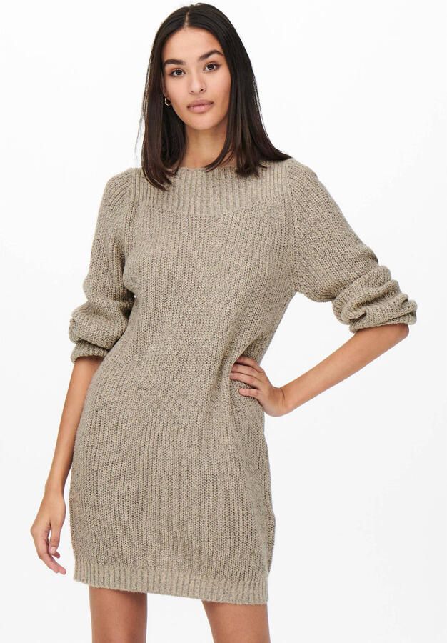 Jacqueline de Yong Beige Boothals Sweater Jurk Beige Dames