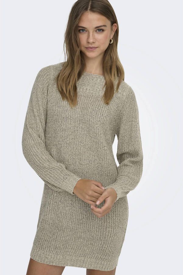 Jacqueline de Yong Beige Boothals Sweater Jurk Beige Dames
