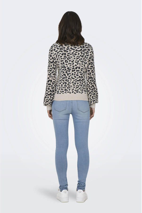 Jacqueline de Yong Dames trui met dierenprint en oversized schouders Grijs Dames