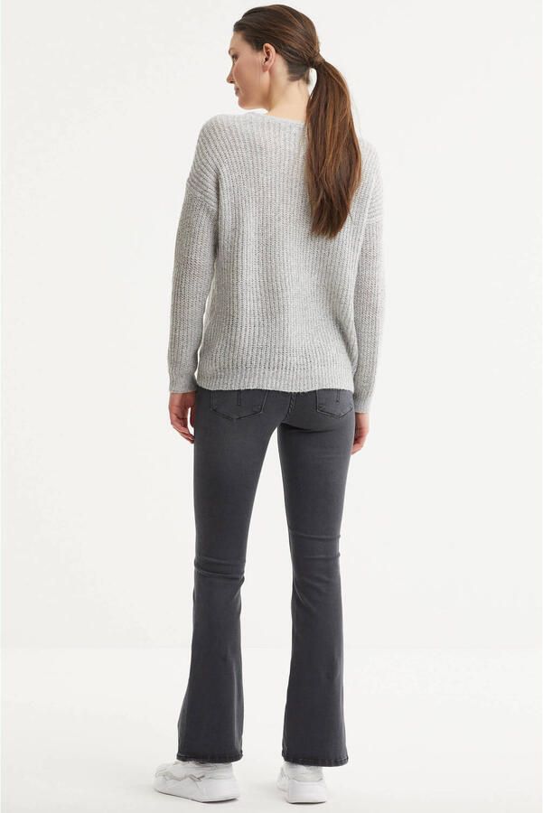 Jacqueline de Yong Grijze effen gebreide trui met lange mouwen Gray Dames - Foto 3