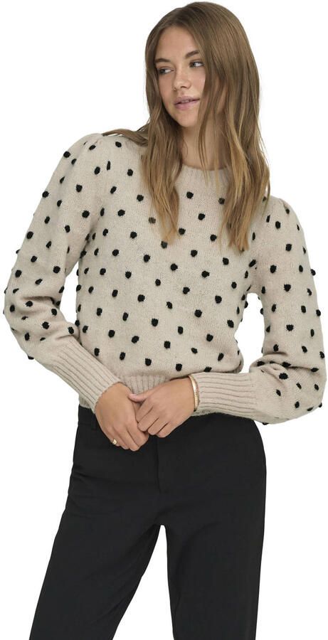 Jacqueline de Yong Beige Gebreide Ronde Hals Trui Beige Dames