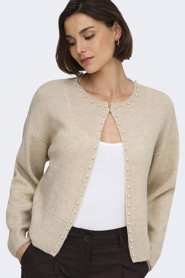 JDY gebreid vest met parels beige