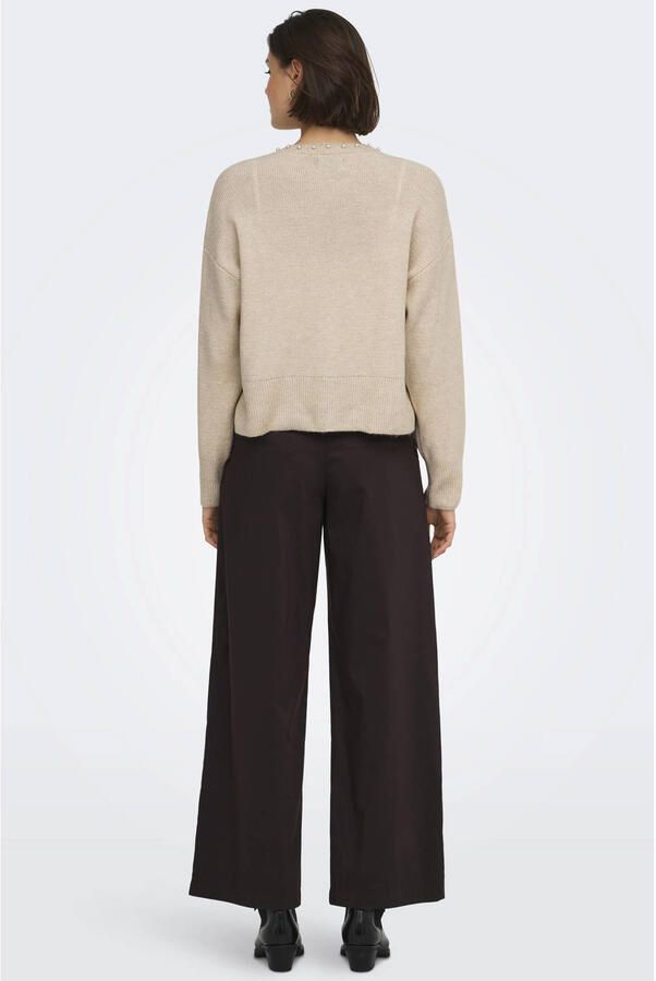 JDY gebreid vest met parels beige - Foto 2