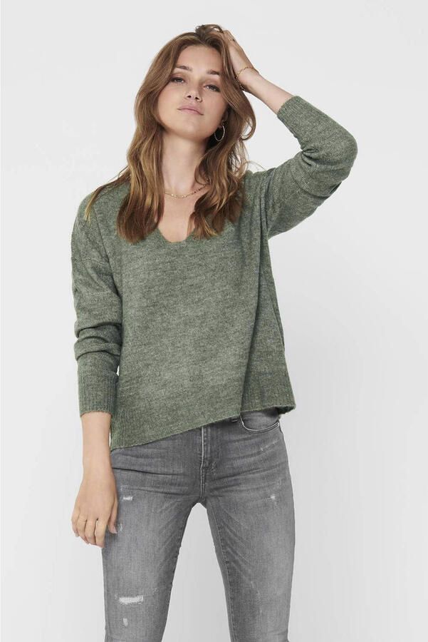 Jacqueline de Yong Lange Mouw V-hals Trui Vrouwen Green Dames - Foto 2