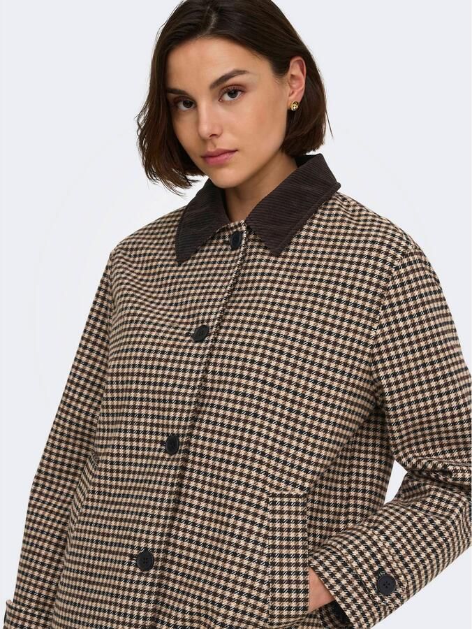 JDY geruite jacket met wol bruin