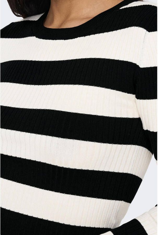 Jacqueline de Yong Gestreepte Gebreide Ronde Hals Trui Black Dames - Foto 2