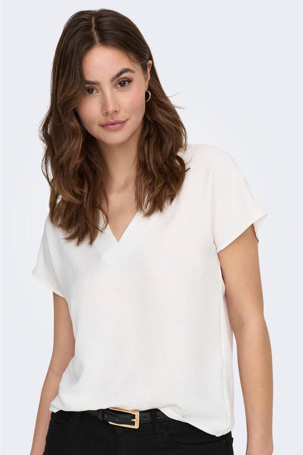 Jacqueline de Yong Leeuw Korte Mouw Top White Dames