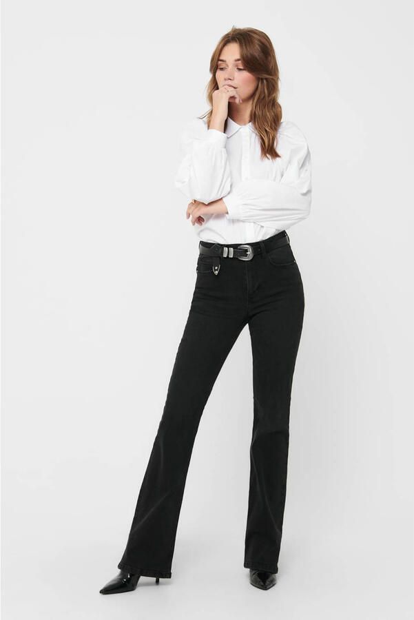 Jacqueline de Yong Bloemen Flare Jeans voor Vrouwen Black Dames