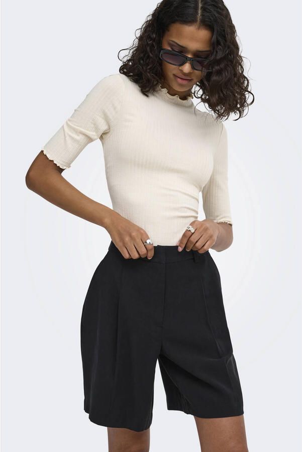 JDY high waist wide leg short met plooien zwart