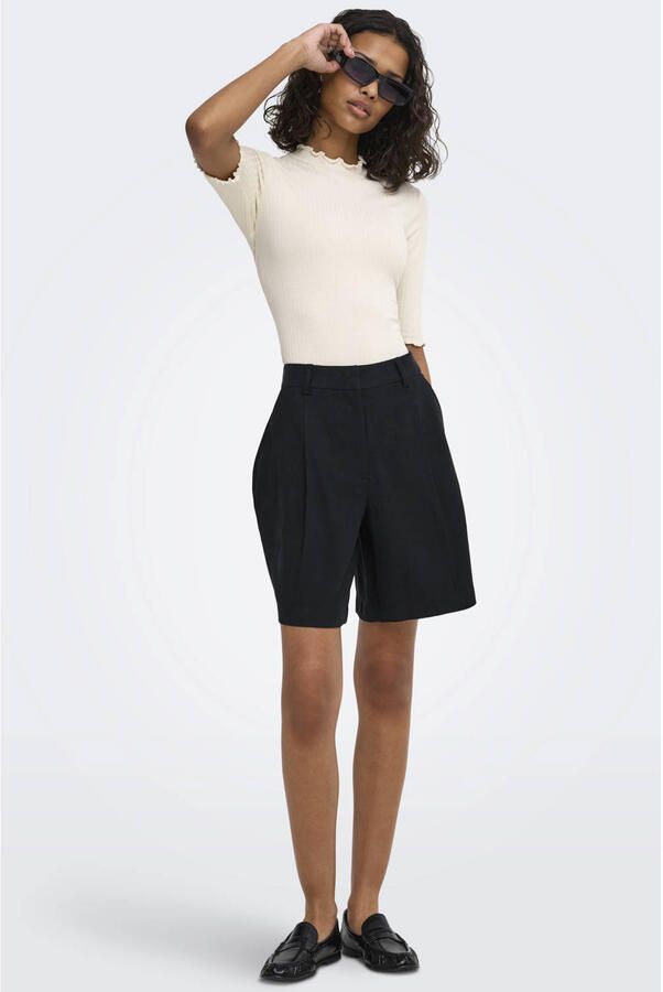 JDY high waist wide leg short met plooien zwart - Foto 2