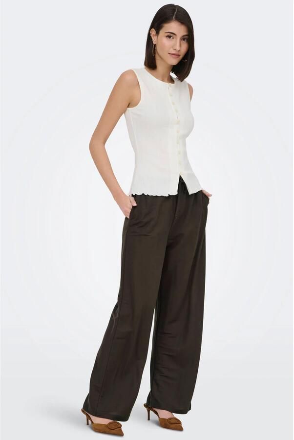 JDY high waist casual broek donkerbruin