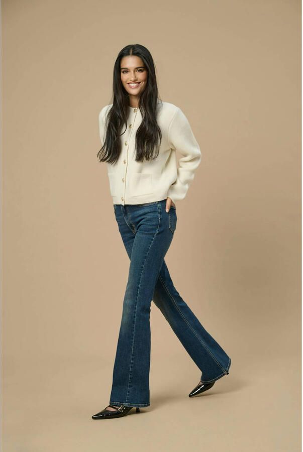 JDY 5-pocket jeans KATHY HW FLARED JEANS DNM NOOS met uitlopende pijp in flared look