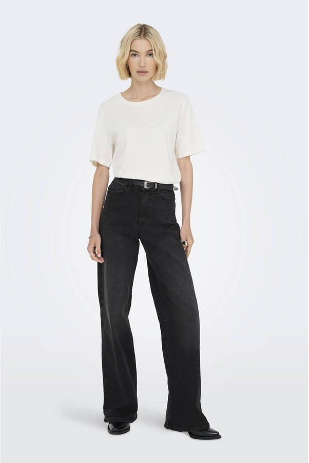 JDY High-waist jeans FELINA-FINA HW WIDE BLK JEANSDNM NOOS