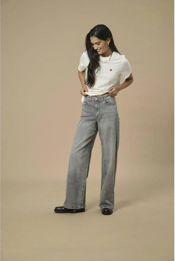JDY High-waist jeans FELINA-FINA HW WIDE JNS LT GREY DNM