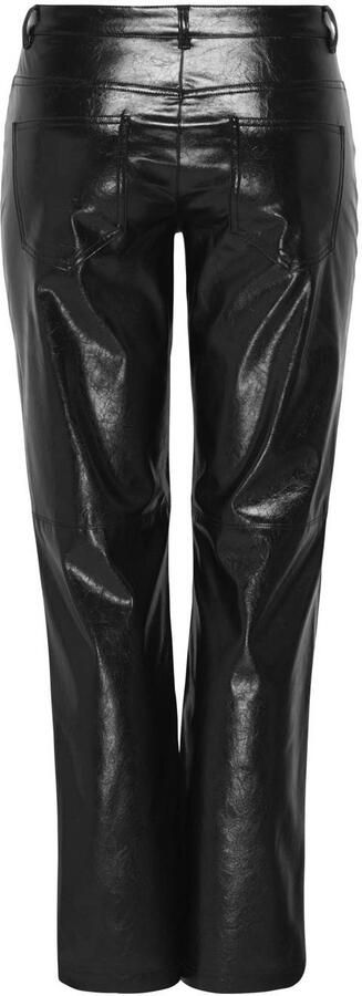 JDY imitatieleren wide leg regular waist casual broek zwart - Foto 2