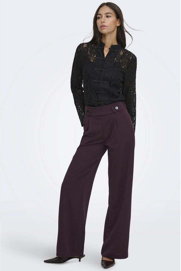 JDY jersey wide leg palazzo broek donkerrood - Foto 3