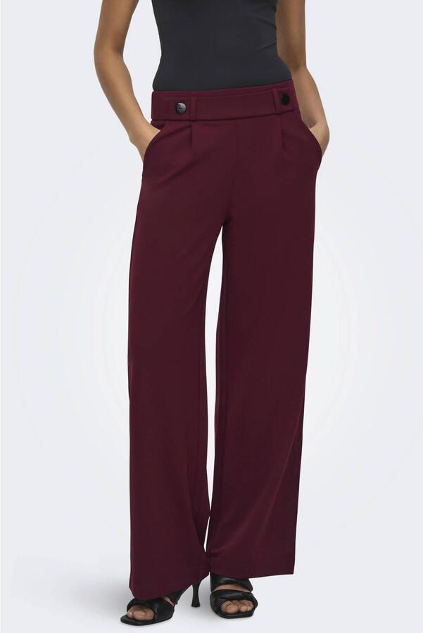 JDY jersey wide leg palazzobroek donkerrood