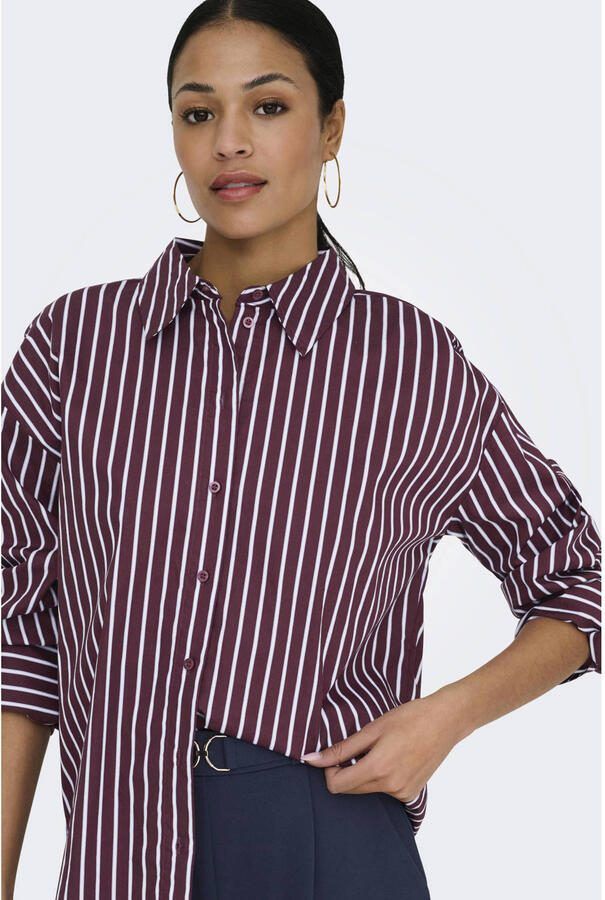 JDY katoenen rechtvallend gestreepte blouse donkerrood