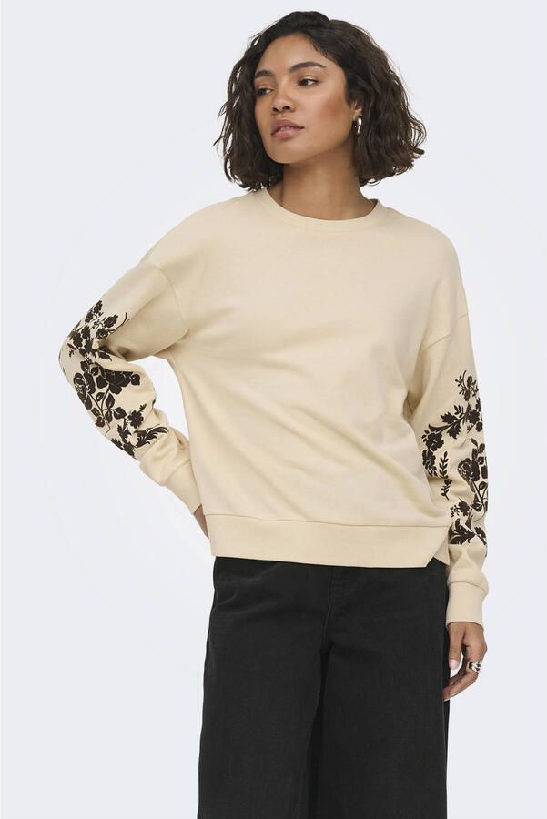 JDY katoenen sweater met print ecru