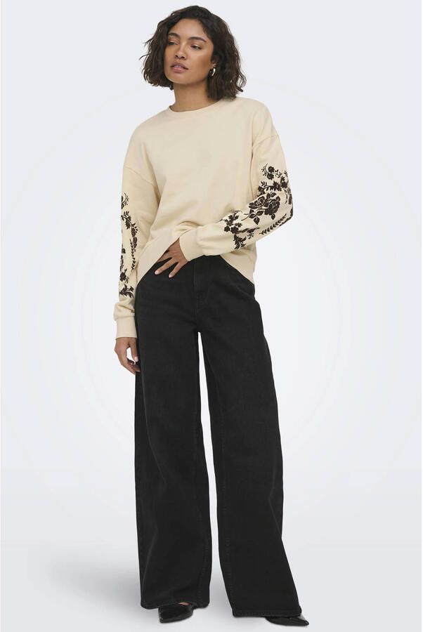 JDY katoenen sweater met print ecru - Foto 3