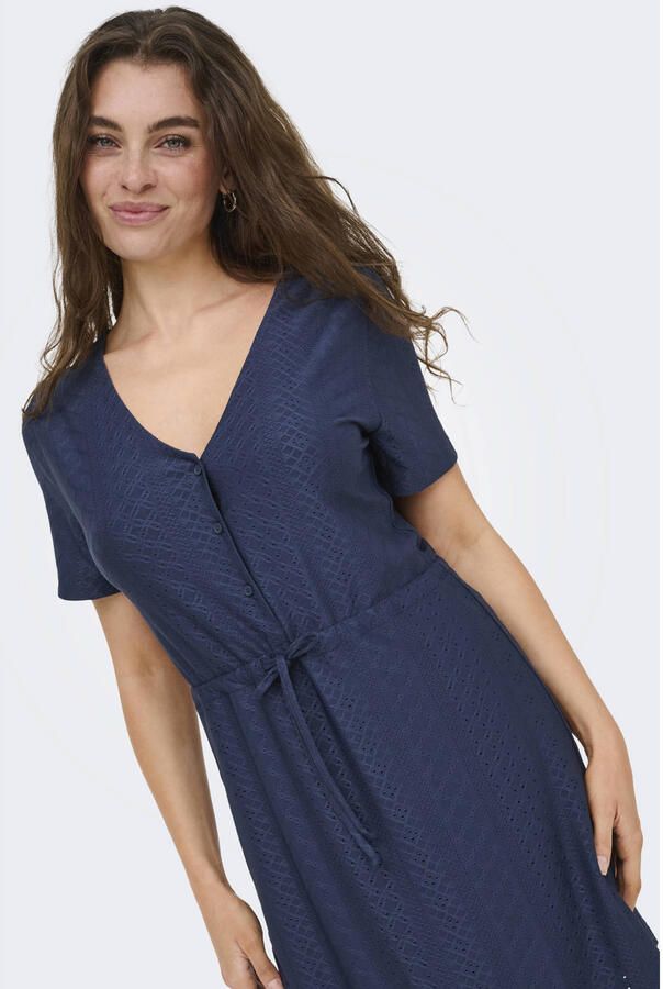 JDY korte jurk ajour donkerblauw